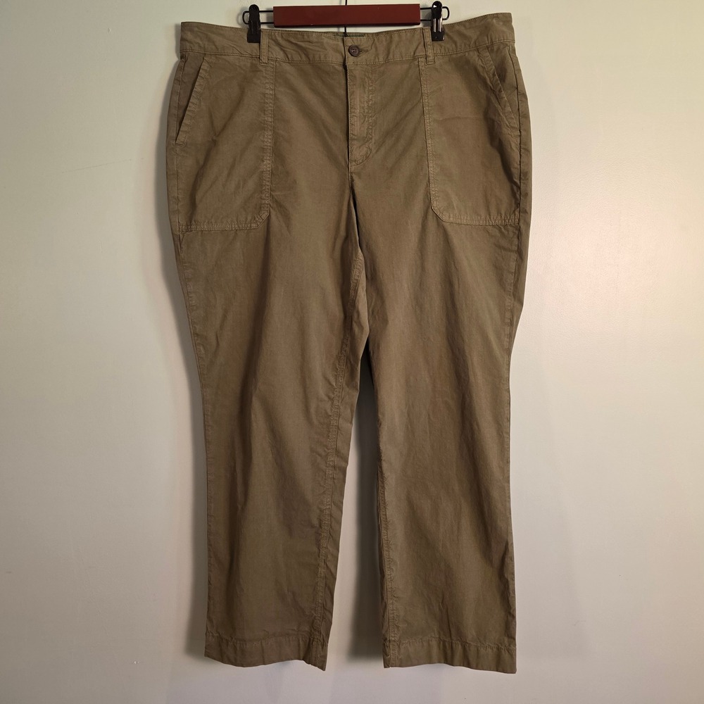 Orvis Women Mid Rise Stretch Cotton Straight Leg Chino Pants 20 Olive Green NWOT
